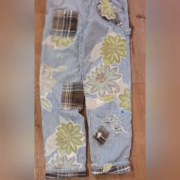 Custom Patchwork Striped Stage Coach Jean By ThreadsReclaimed SZ:30 Women SZ:8/9